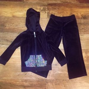 Girl’s black velour sweatsuit